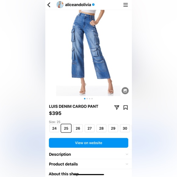 Alice Olivia LUIS DENIM CARGO PANT - Picture 1 of 5